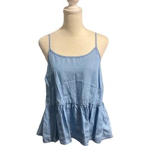 MUD PIE chambray ruffle spaghetti strap top